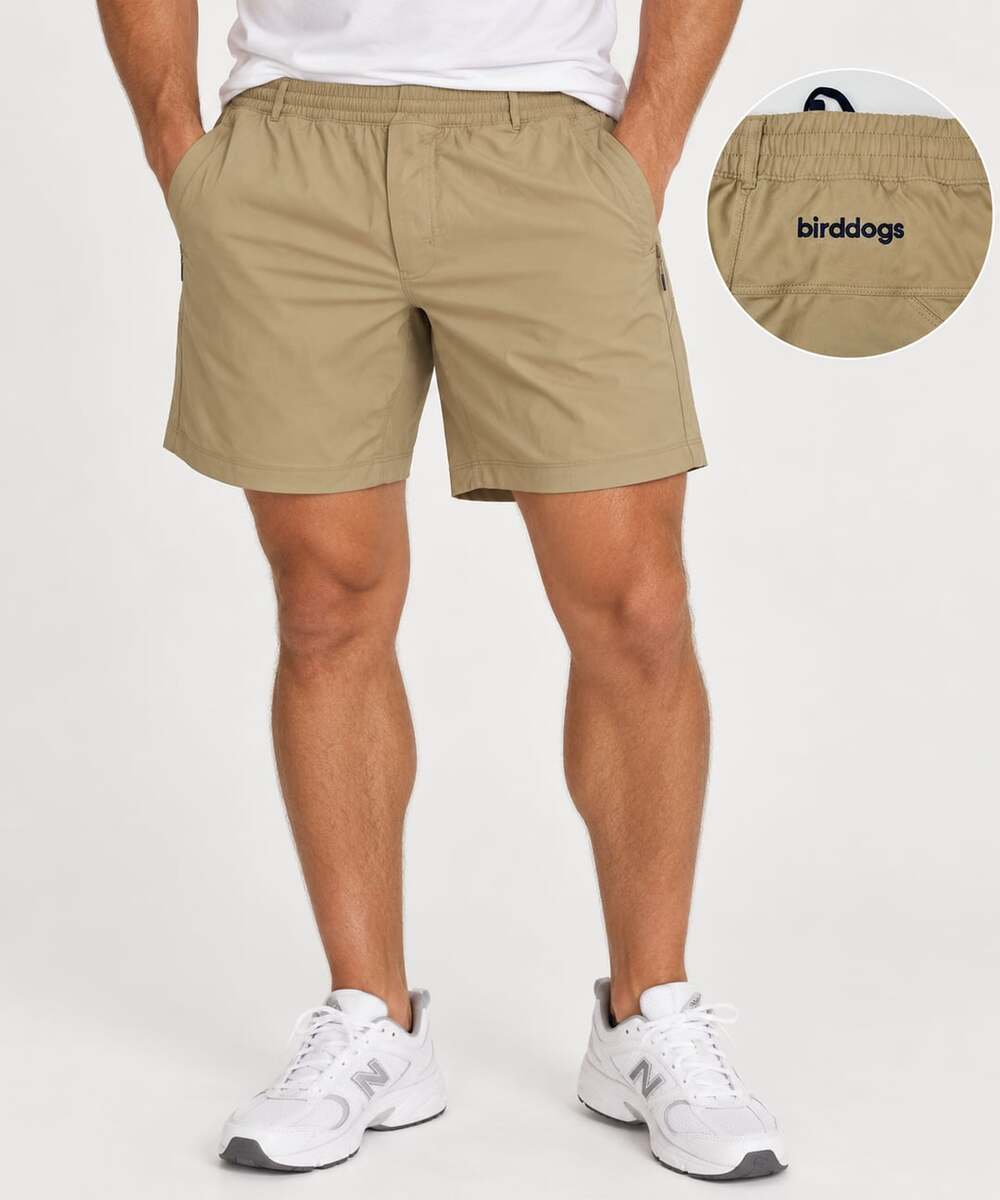 Birddogs Shorts Size XXL Tan Drawstring Zipper Pockets Regular